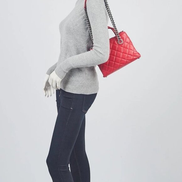 Chanel Red Quilted Leather Small Boy Chained Tote Bag - Picture 2 of 12